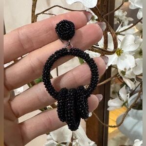 Anthropologie Black Beaded Earrings
